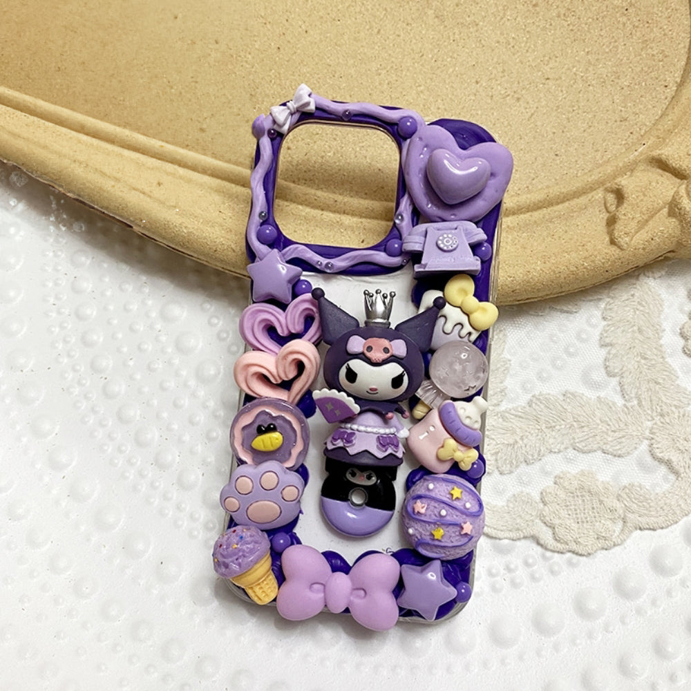 Handmade iPhone Case Cute Kuromi My Melody Cream Glue Case