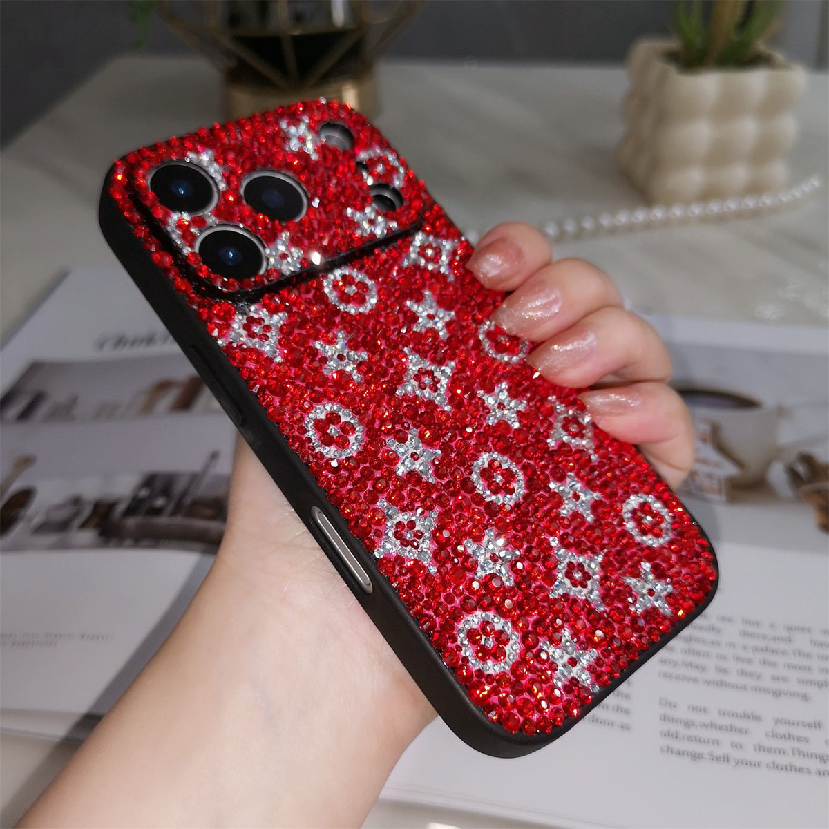Handmade Gorgeous Bling Rhinestone Monogram Pattern for iPhone Case