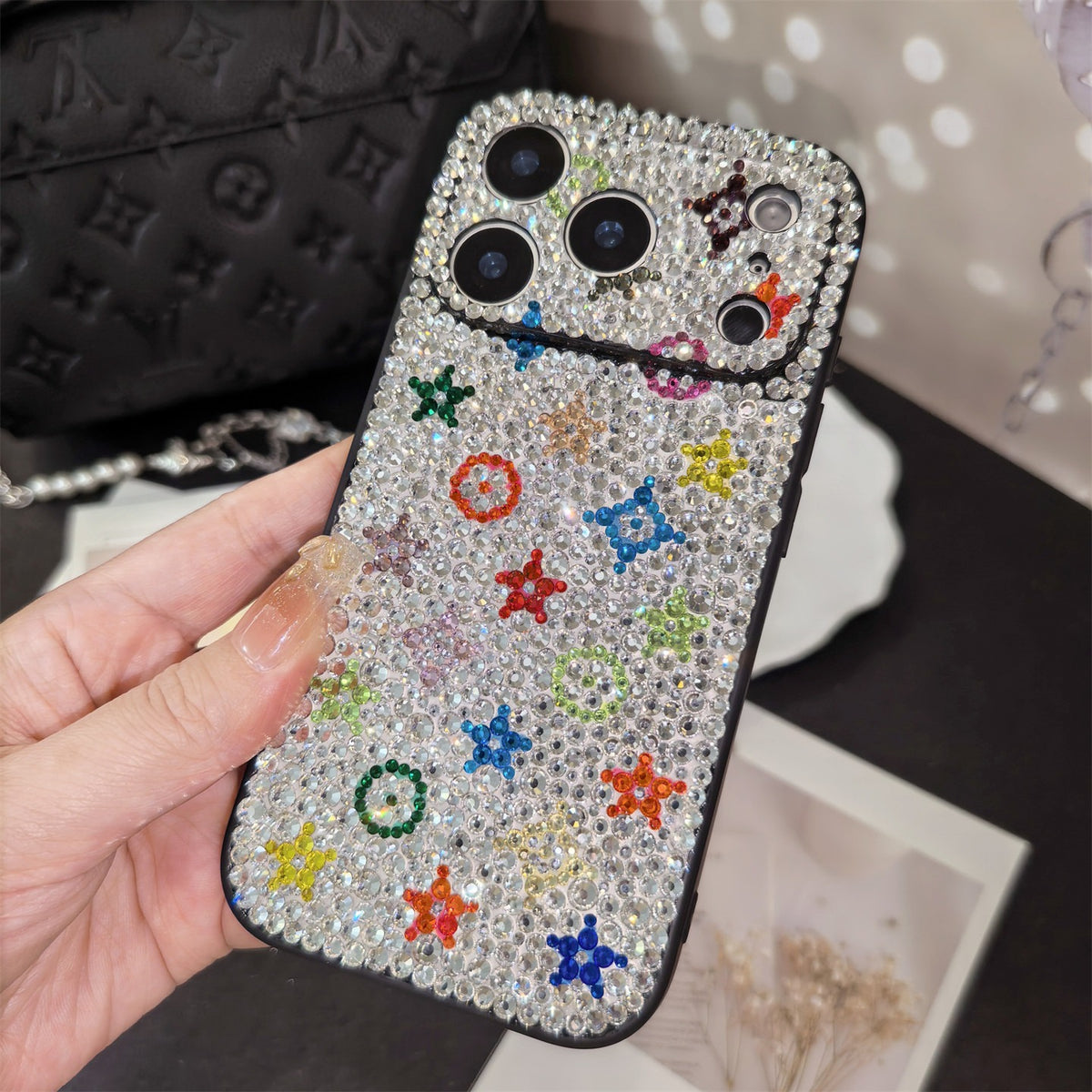 Handmade Gorgeous Bling Rhinestone Monogram Pattern for iPhone Case