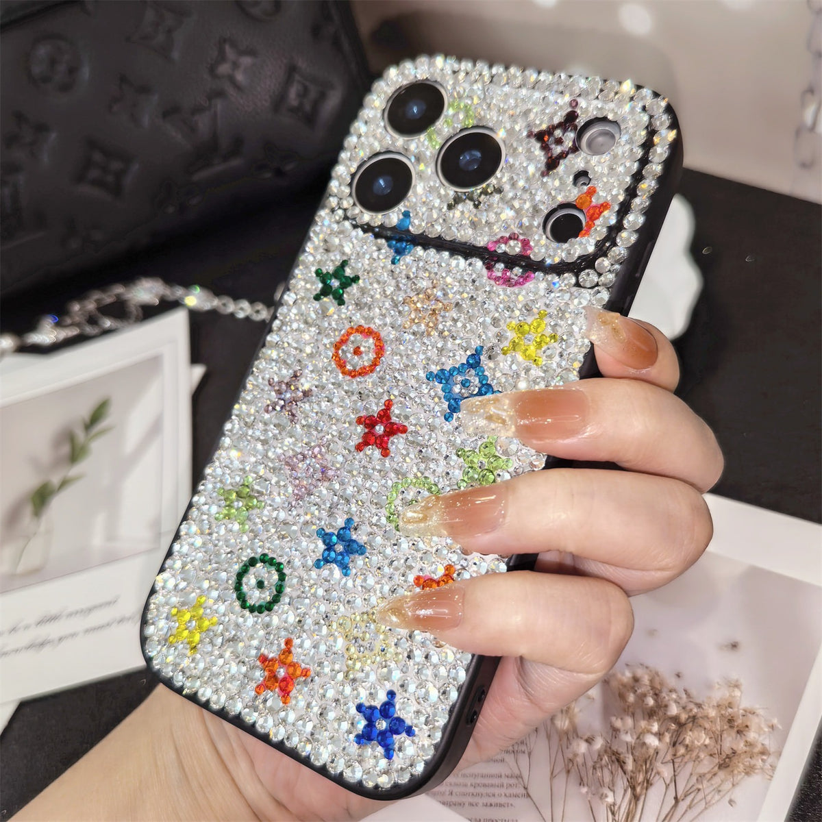Handmade Gorgeous Bling Rhinestone Monogram Pattern for iPhone Case