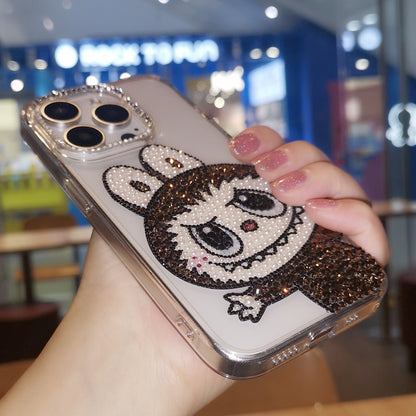 Labubu Gorgeous Brown Bling Rhinestone For iPhone Case