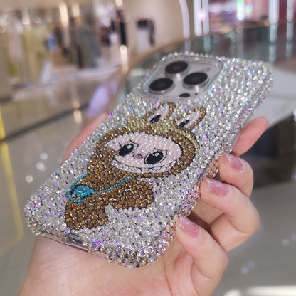Handmade Gorgeous Labubu Brown Bling Rhinestone For iPhone Case