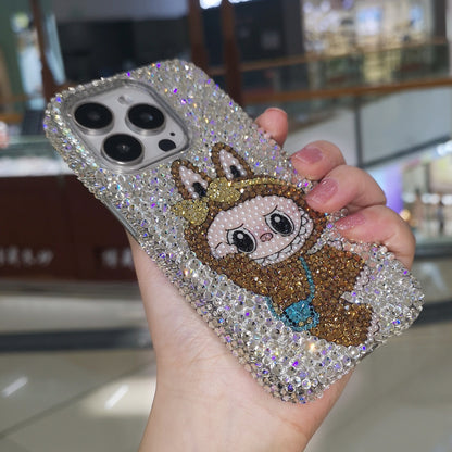 Handmade Gorgeous Labubu Brown Bling Rhinestone For iPhone Case