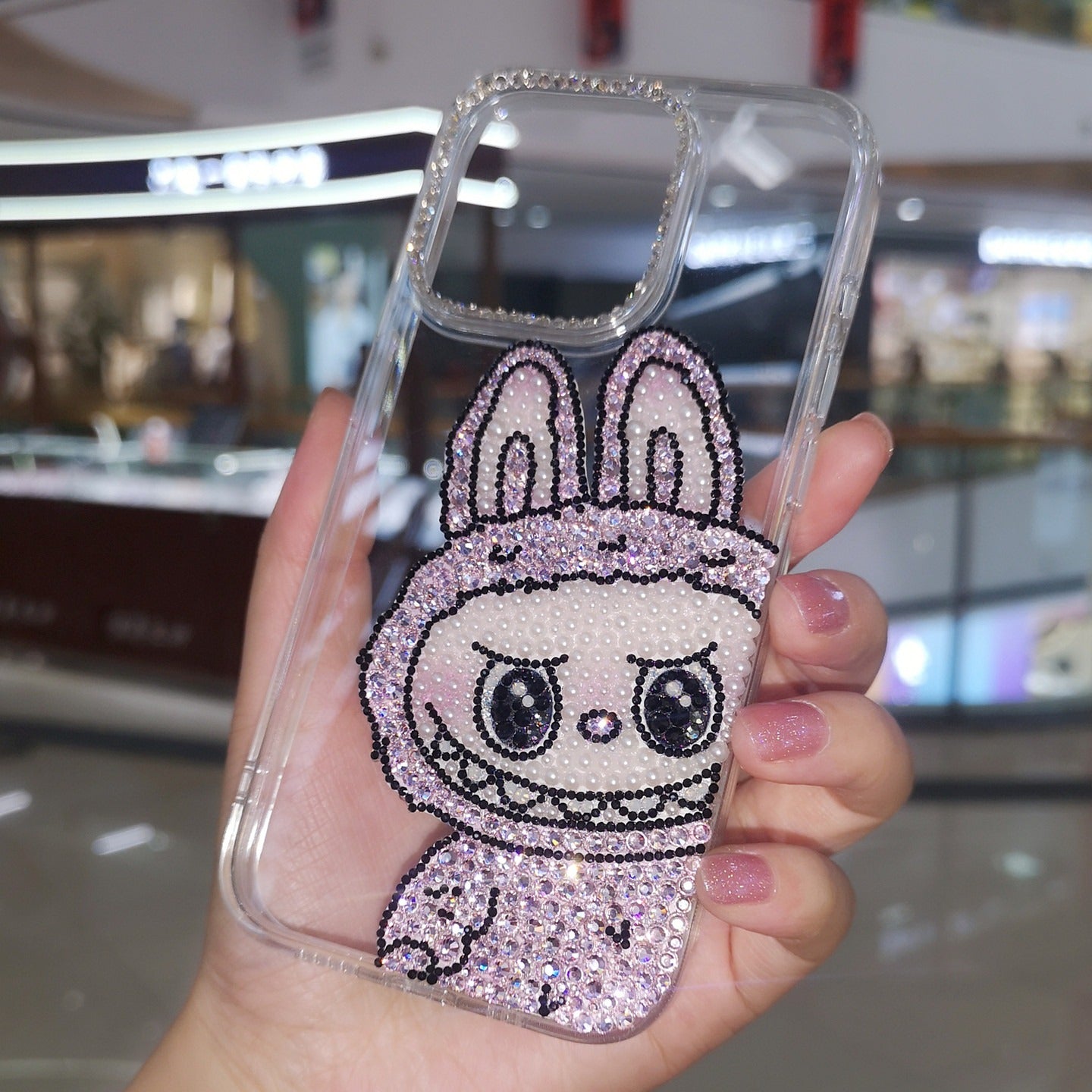 Labubu Gorgeous Pink Bling Rhinestone For iPhone Case