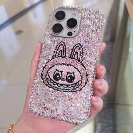 Handmade Gorgeous Labubu Pink Bling Rhinestone For iPhone Case