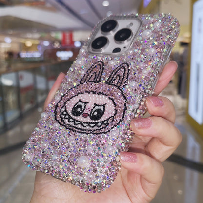 Handmade Gorgeous Labubu Pink Bling Rhinestone For iPhone Case