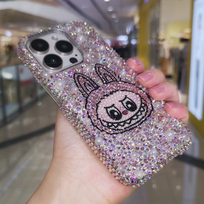 Handmade Gorgeous Labubu Pink Bling Rhinestone For iPhone Case