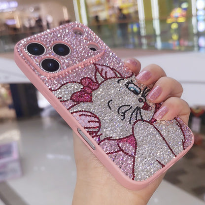 Handmade Rhinestone Pink Marie Cat iPhone Case Bling Crystal Cover