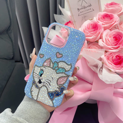Handmade Gorgeous Bling Blue Crystal Marie Cat iPhone Case