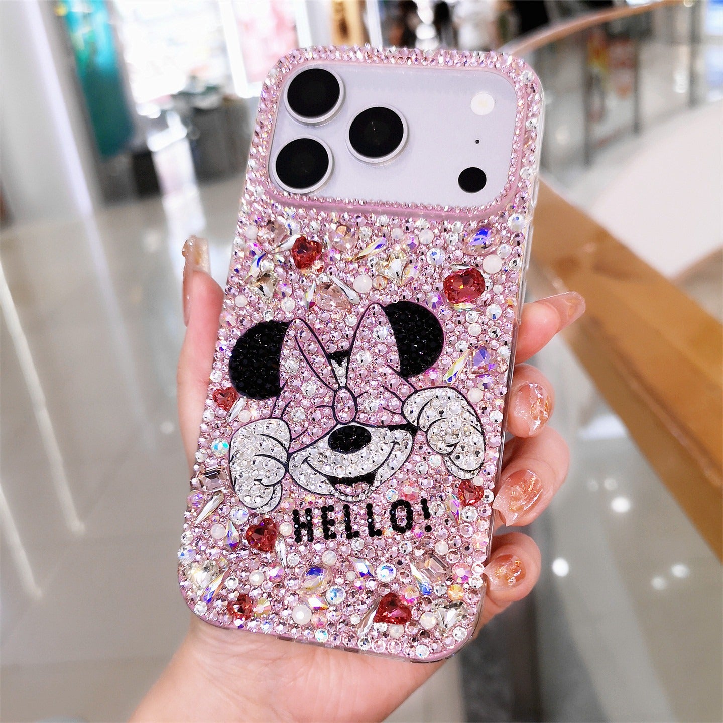 Handmade Rhinestone Pink Minnie iPhone Case Bling Crystal Cover