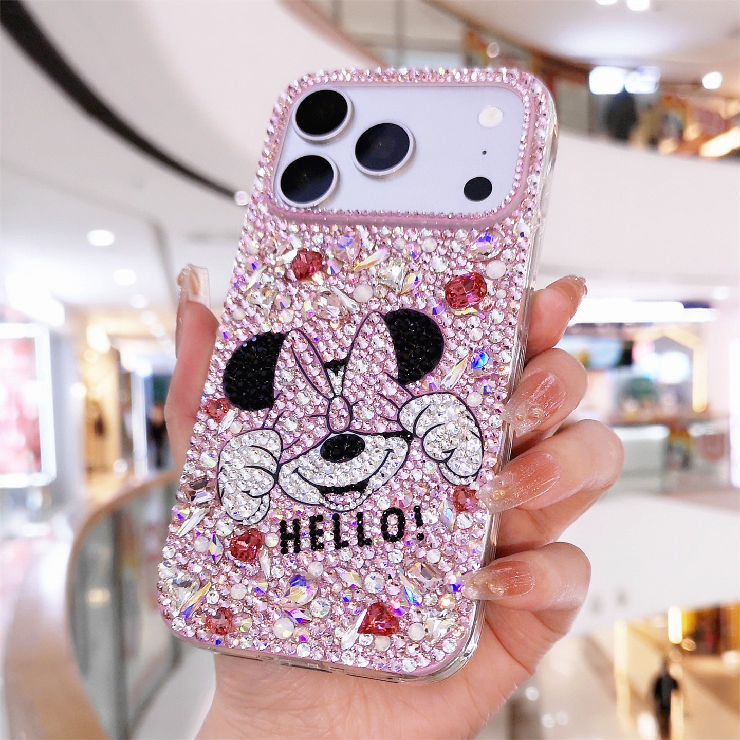 Handmade Rhinestone Pink Minnie iPhone Case Bling Crystal Cover