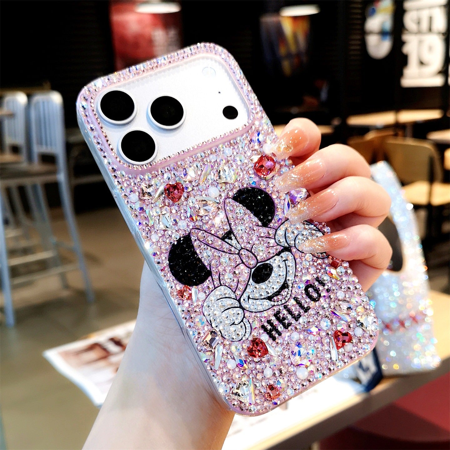Handmade Rhinestone Pink Minnie iPhone Case Bling Crystal Cover