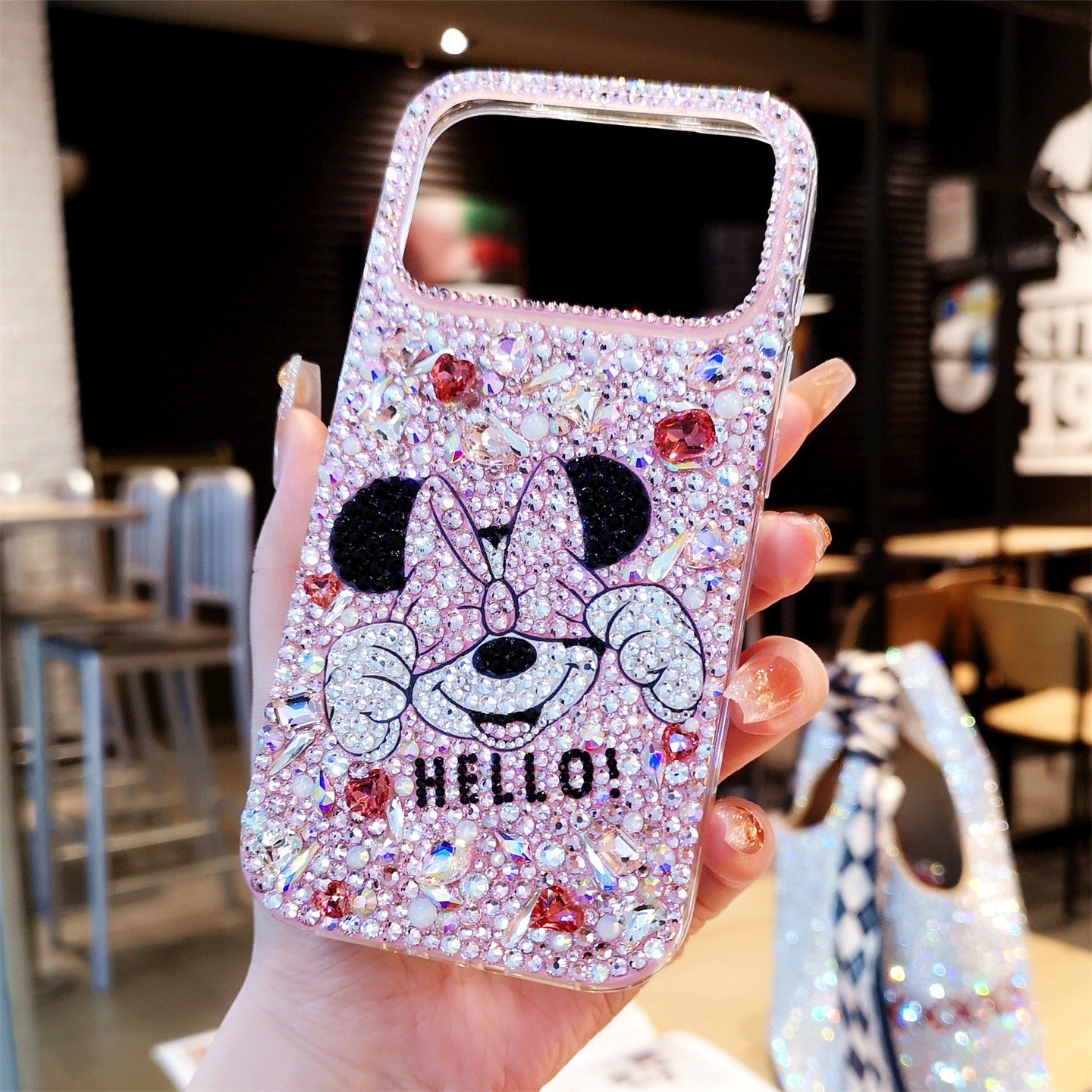 Handmade Rhinestone Pink Minnie iPhone Case Bling Crystal Cover
