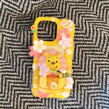 Handmade Decoden Case Winnie the Pooh Cream Glue Case