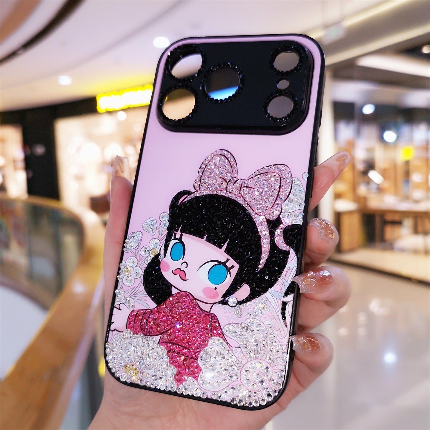 Handmade Minimalism Rhinestone Cute Molly iPhone Case Bling Crystal Cover