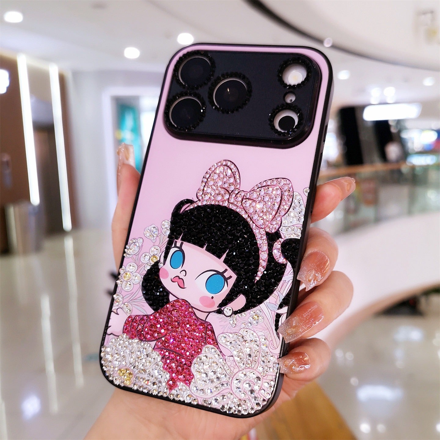 Handmade Minimalism Rhinestone Cute Molly iPhone Case Bling Crystal Cover