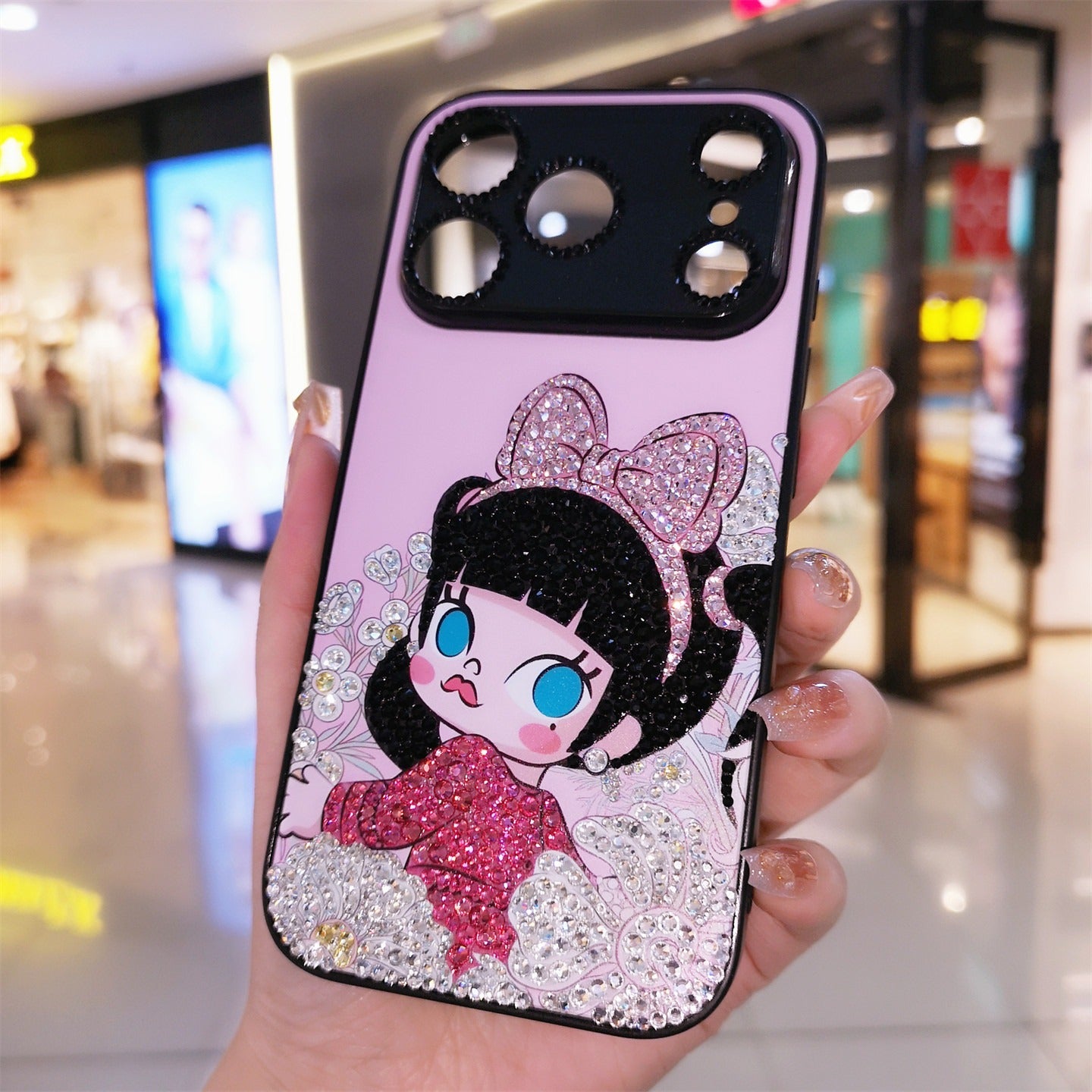 Handmade Minimalism Rhinestone Cute Molly iPhone Case Bling Crystal Cover