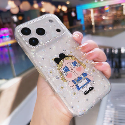 Handmade Minimalism Bling Rhinestone Cute Crybaby iPhone Case