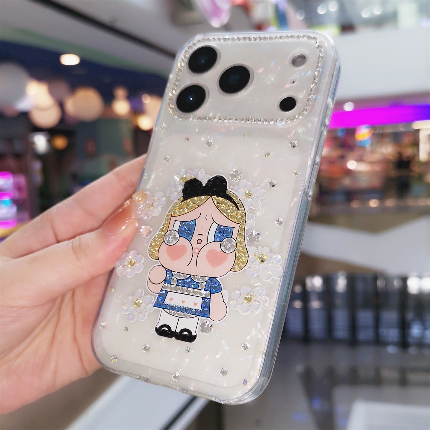 Handmade Minimalism Bling Rhinestone Cute Crybaby iPhone Case