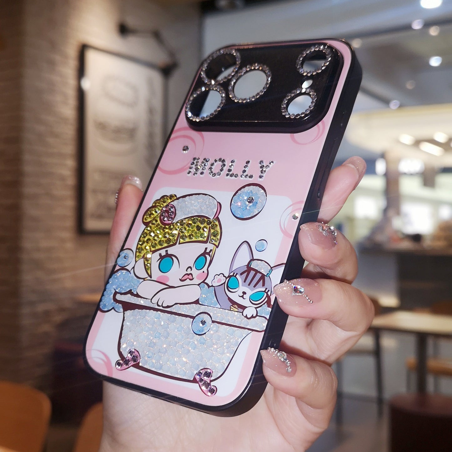 手作りiPhoneケース キラキララインストーン かわいいちびまる子ちゃんケース