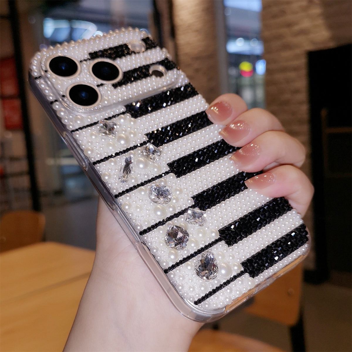 Handmade Phone Case Elegance Pearl Piano Keys For iPhone