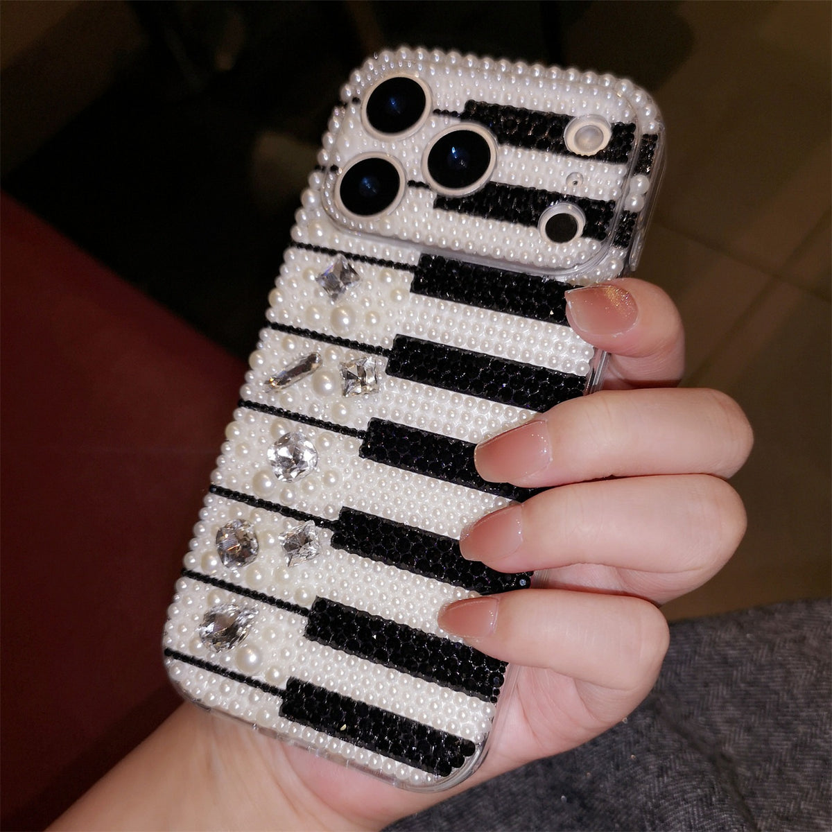 Handmade Phone Case Elegance Pearl Piano Keys For iPhone