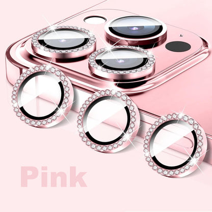 HD Clarity Tempered Glass Camera Lens with Gems for iPhone