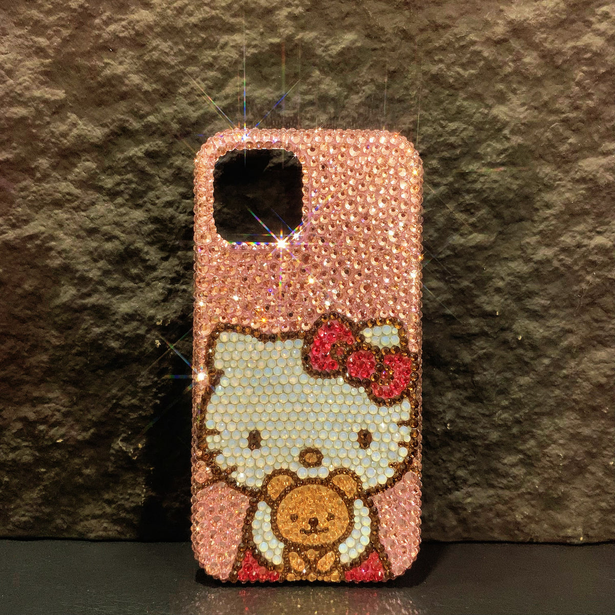 Handmade iPhone Case Bling Pink Rhinestone Hello Kitty & Cute Bear