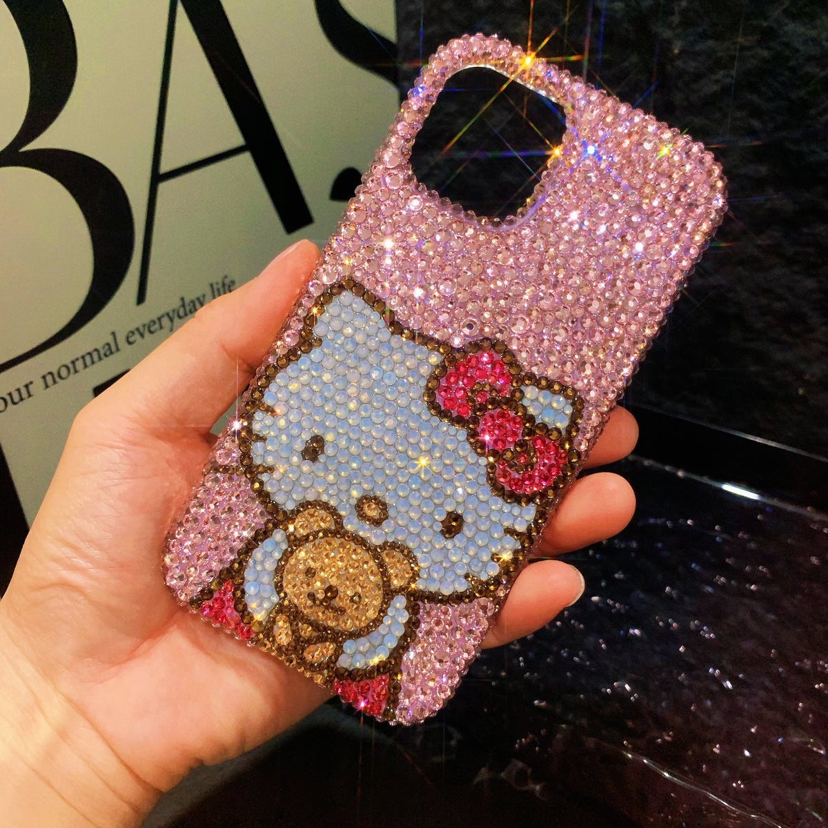 Handmade iPhone Case Bling Pink Rhinestone Hello Kitty & Cute Bear