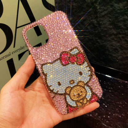 Handmade iPhone Case Bling Pink Rhinestone Hello Kitty & Cute Bear