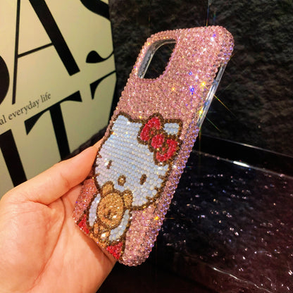Handmade iPhone Case Bling Pink Rhinestone Hello Kitty & Cute Bear