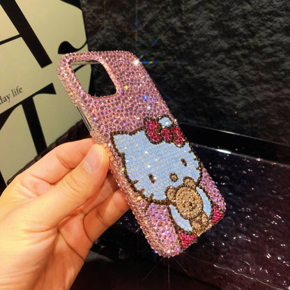 Handmade iPhone Case Bling Pink Rhinestone Hello Kitty & Cute Bear