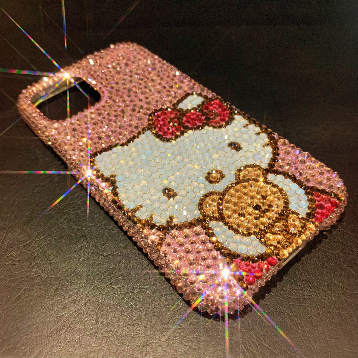 Handmade iPhone Case Bling Pink Rhinestone Hello Kitty & Cute Bear