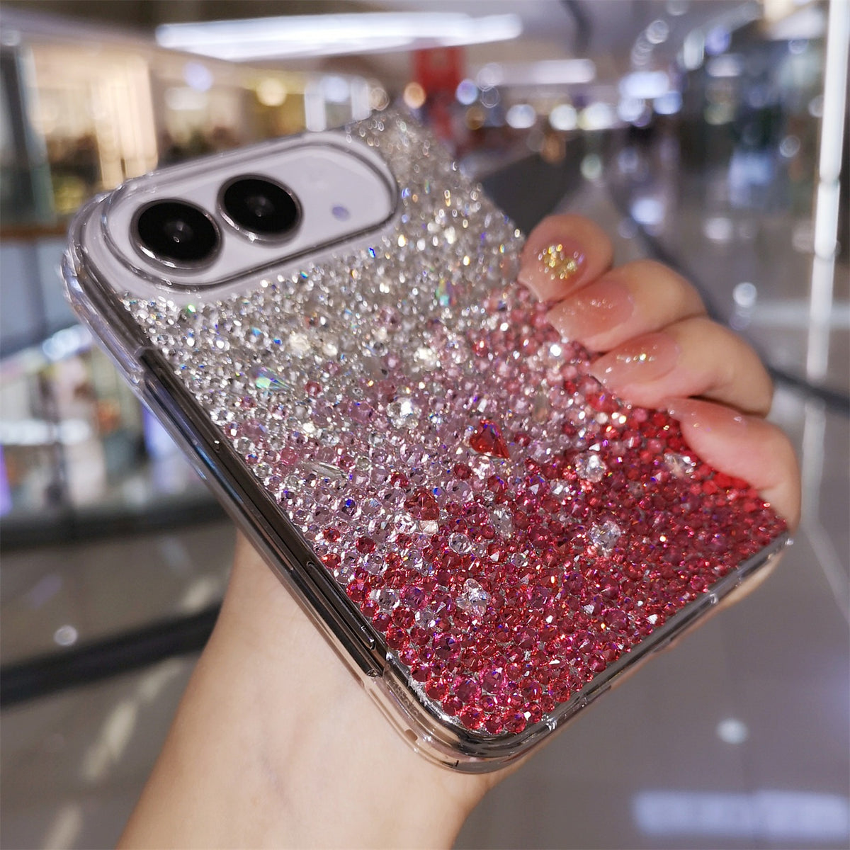 Handmade Luxury Bling Gradient Rhinestone Case For iPhone Duo