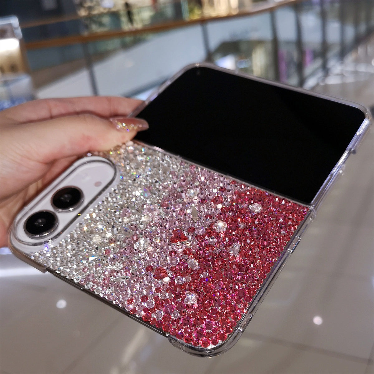 Handmade Luxury Bling Gradient Rhinestone Case For iPhone Duo