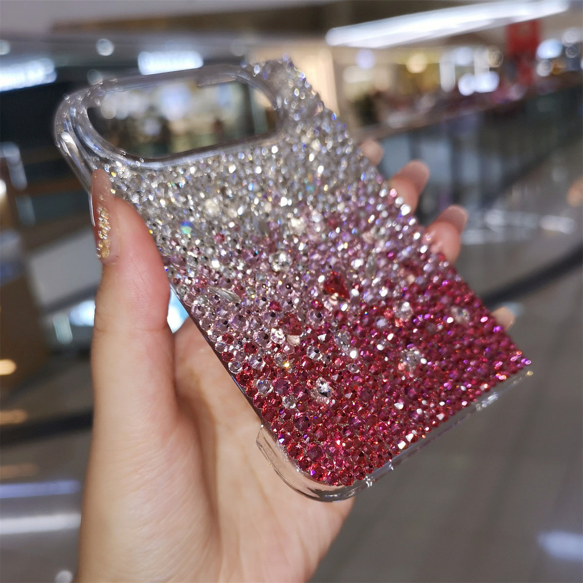 Handmade Luxury Bling Gradient Rhinestone Case For iPhone Duo