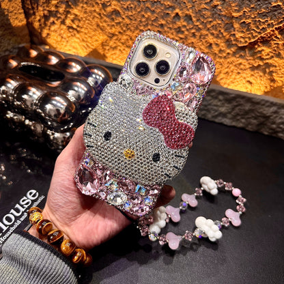 3D Hello Kitty Gorgeous Bling Pink Gem For iPhone Samsung Case