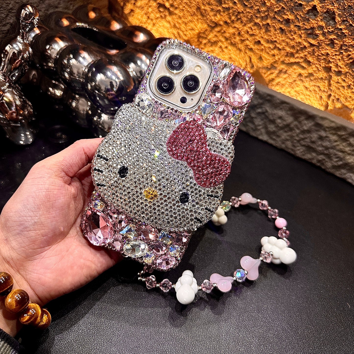 3D Hello Kitty Gorgeous Bling Pink Gem For iPhone Samsung Case