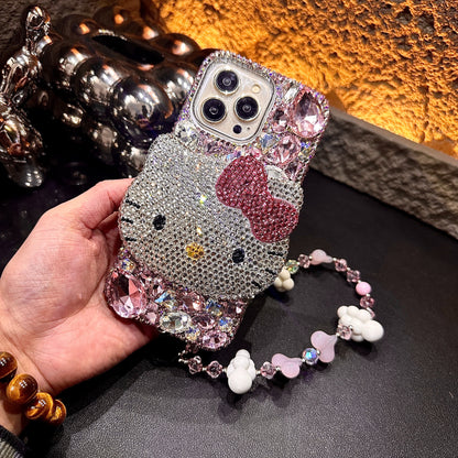 3D Hello Kitty Gorgeous Bling Pink Gem For iPhone Samsung Case