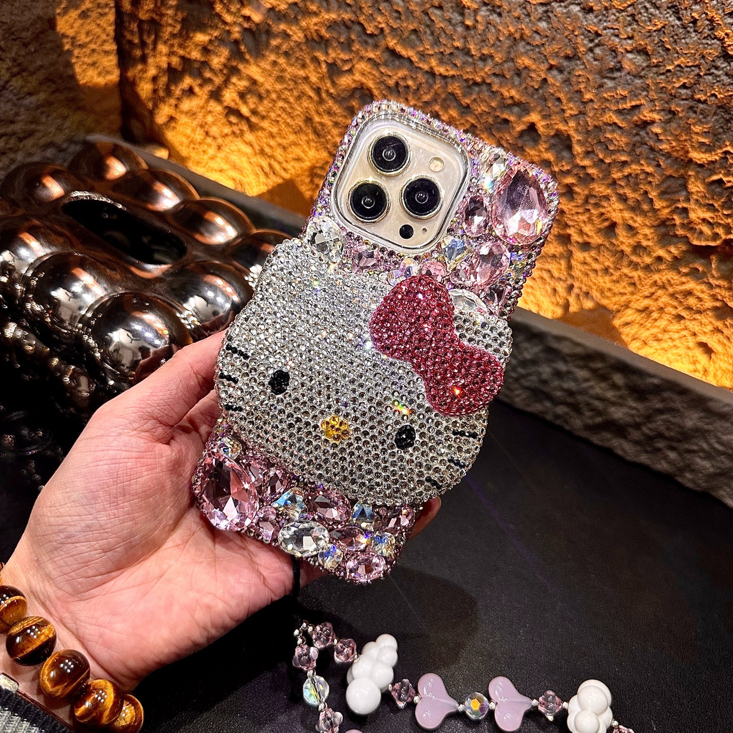 3D Hello Kitty Gorgeous Bling Pink Gem For iPhone Samsung Case