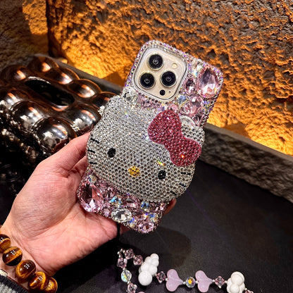 3D Hello Kitty Gorgeous Bling Pink Gem For iPhone Samsung Case