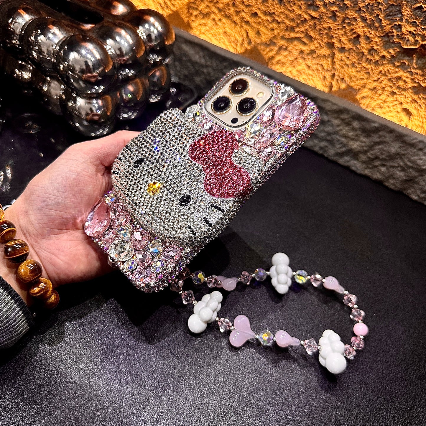 3D Hello Kitty Gorgeous Bling Pink Gem For iPhone Samsung Case