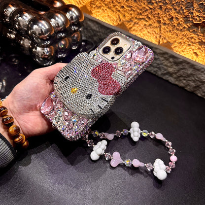 3D Hello Kitty Gorgeous Bling Pink Gem For iPhone Samsung Case