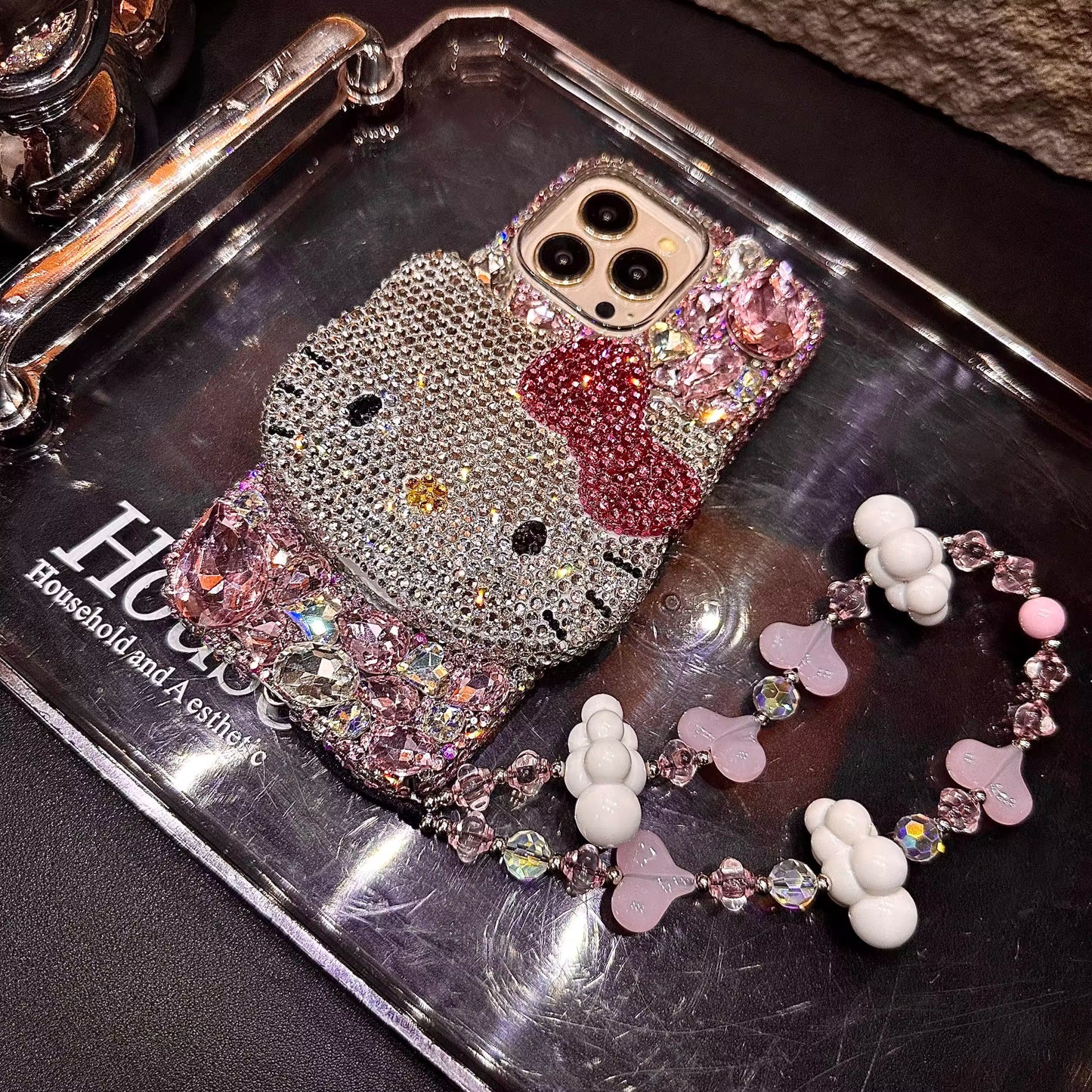 3D Hello Kitty Gorgeous Bling Pink Gem For iPhone Samsung Case
