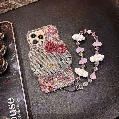3D Hello Kitty Gorgeous Bling Pink Gem For iPhone Samsung Case