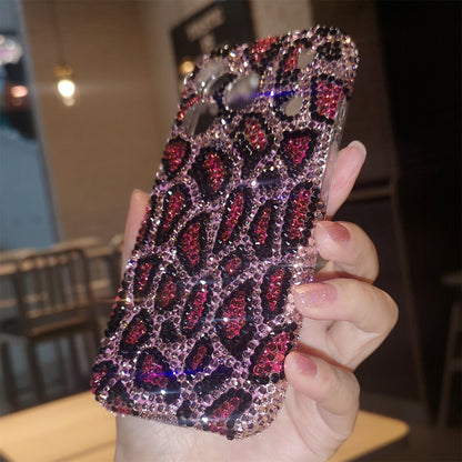 Handmade Luxury Pink Bling Rhinestone Leopard Case For iPhone