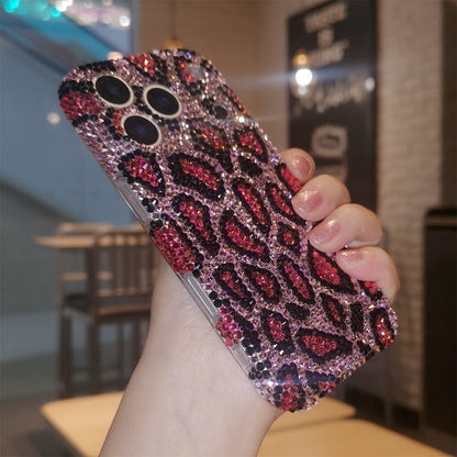 Handmade Luxury Pink Bling Rhinestone Leopard Case For iPhone