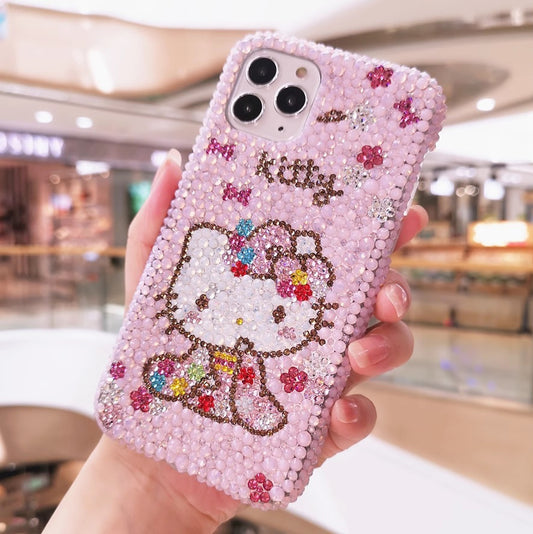 Handgemachte iPhone Hülle Luxus Bling Opal Strass Süße Hello Kitty Hülle