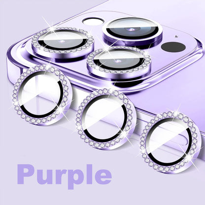 HD Clarity Tempered Glass Camera Lens with Gems for iPhone