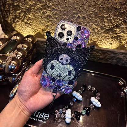 3D Kuromi Gorgeous Bling Purple Gemstone For iPhone Samsung Case